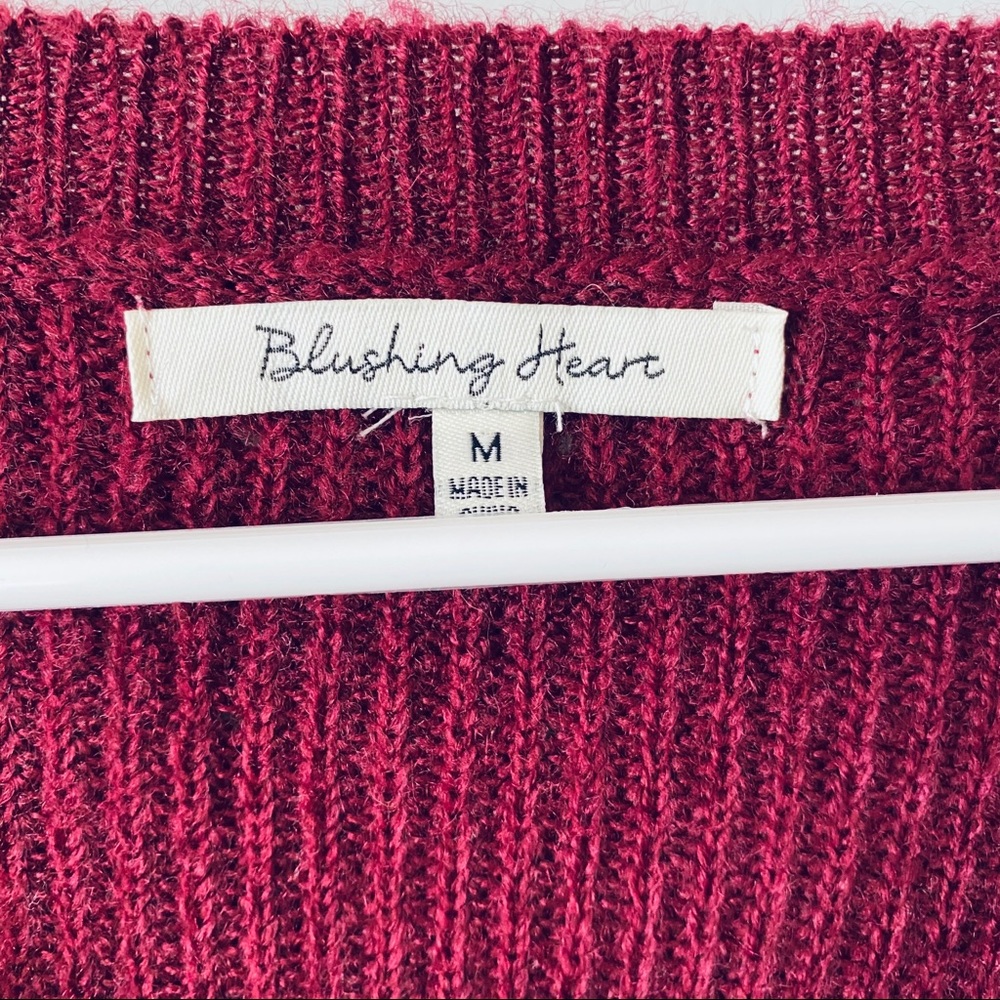 Blushing Heart maroon sweater - Picture 4 of 7